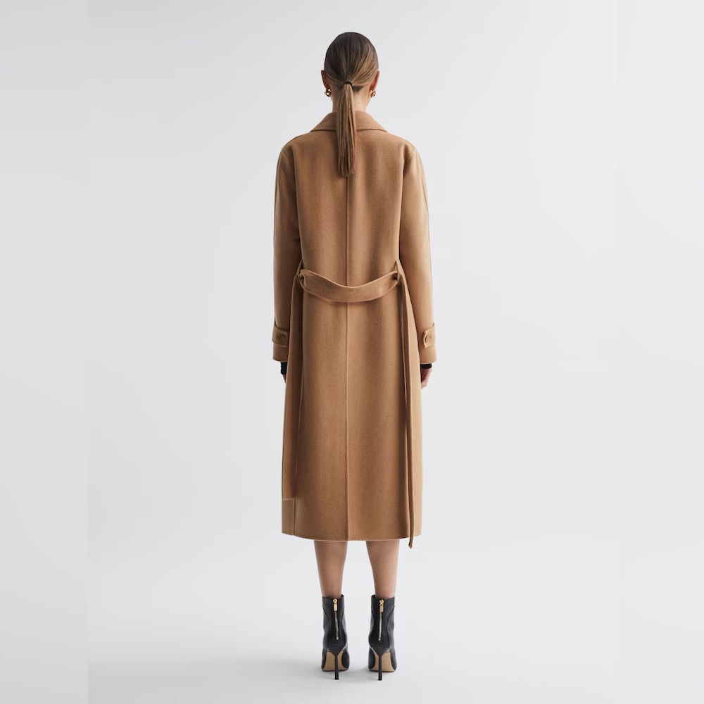 Timeless chic! Reiss Emile Wool Blend Belted Blindseam Coat in Camel size 10 - Picture 7 of 13